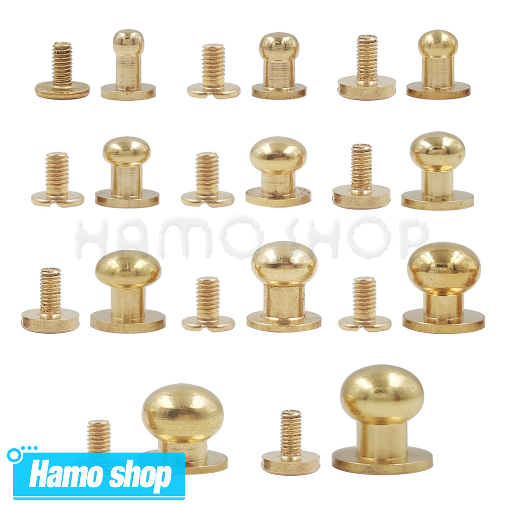 Body Jewelry Chicago - 10 ชิ้นทองเหลืองปุ่มเข็มขัดกระเป๋าชิคาโกสกรูกลับรอบหัวบอลโพสต์ Studs เล็บ Rivets หนัง