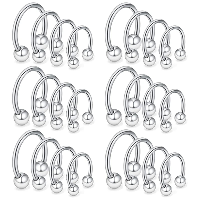 Body Jewelry Changing Kit - 24 ชิ้น/เซ็ตเหล็กผ่าตัด Eyebrow Lip Nose Hoop
