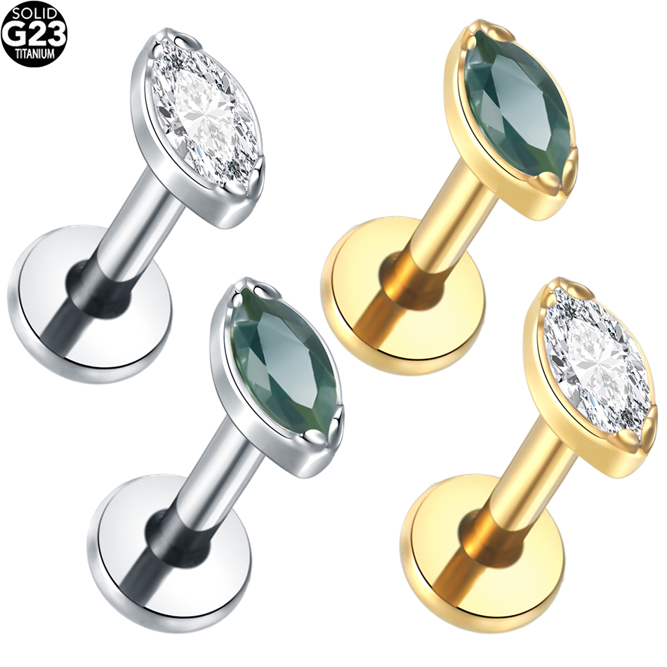 Body Jewelry Flat Back - ต่างหูไทเทเนียมแบบหนีบ 1 ชิ้น/5 ชิ้น สำหรับกระดูกอ่อน ทรงแบน