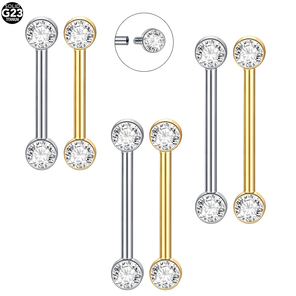 Body Jewelry Changing Kit - 1/5pcs Implant เกรดไทเทเนียมเกลียวภายในหัวนม Barbell CZ ชุดปลายบอลผู้หญิงหัวนม