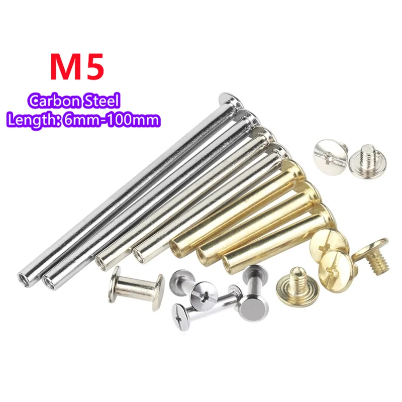 Body Jewelry Chicago - M5x5-100mm Golden Silver Carbon Steel กระเป๋าหนังเข็มขัดสมุดภาพอัลบั้มหนังสือโพสต์