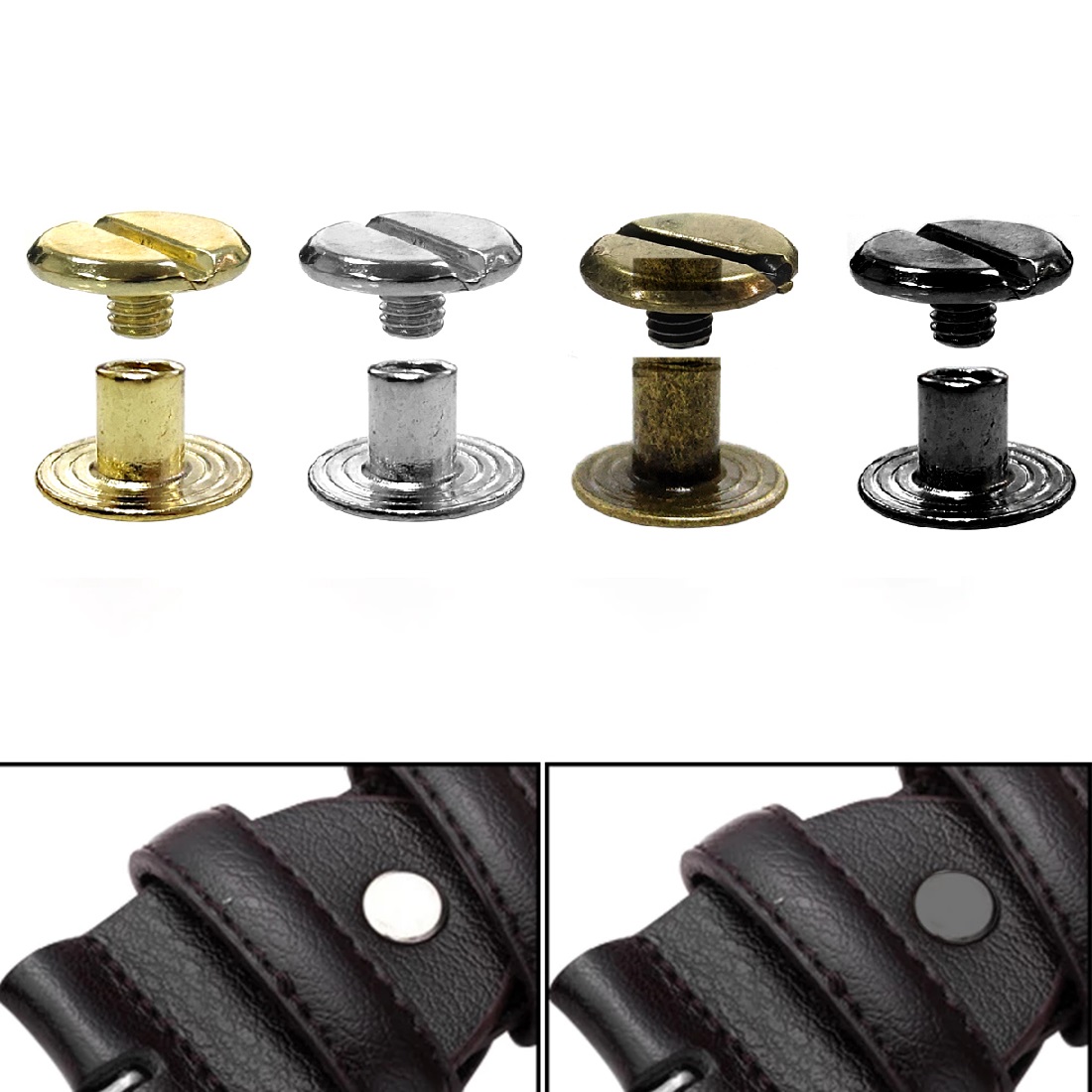 Body Jewelry Chicago - 10 ชิ้นหนัง Craft ชิคาโกสกรูรอบหัวเล็บ Studs Rivets