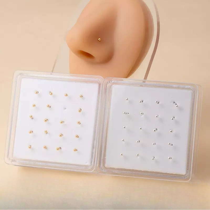 Body Jewelry Display Case - กล่องเครื่องประดับเงิน จิวเวลรี่สำหรับจมูก ลูกปัดทรงกลม แหวนจมูก อุปกรณ์เจาะร่างกาย