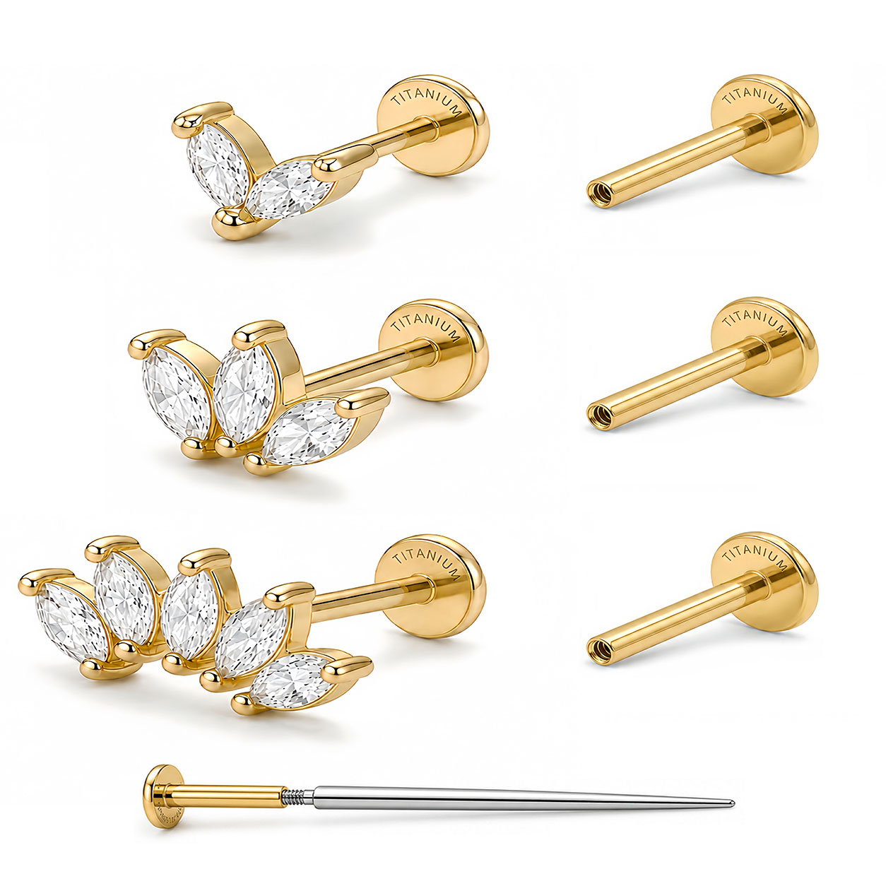 Body Jewelry Flat Back - ต่างหูแบบห่วง EVISPOL F136 G23 ไทเทเนียม สำหรับผู้หญิงและผู้ชาย
