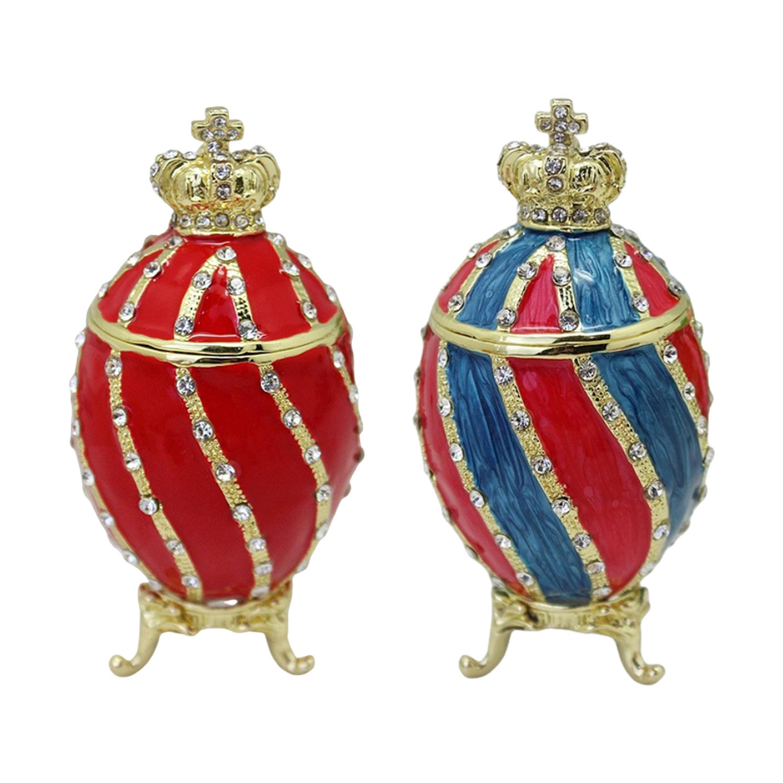 Body Jewelry Display Case - กล่องใส่ของกระจุกกระจิกทรงไข่ฟาเบอร์เก้ กล่องใส่แหวนเคลือบเงาแบบมีบานพับ สำหรับใส่เครื่องประดับ ของขวัญวันเกิด คริสต์มาส งานแต่งงาน