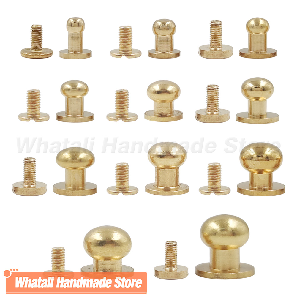Body Jewelry Chicago - 10 ชิ้นทองเหลืองปุ่มเข็มขัดกระเป๋า Rivets กลับเล็บรอบหัว Ball โพสต์