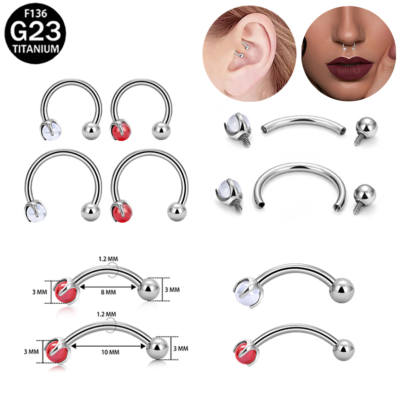 Body Jewelry Implant Grade - แหวนจมูกไทเทเนียมเกรด ASTM F136 แบบเกลียว สำหรับใส่ในร่างกาย รูปทรงวงกลม/เกือกม้า