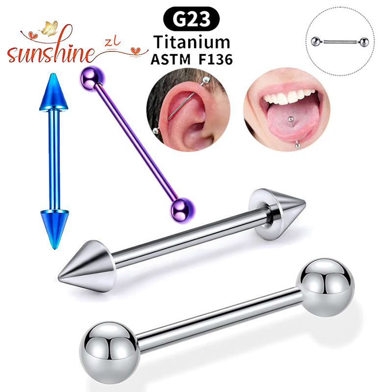 Body Jewelry Implant Grade - ไทเทเนียมเกรดสำหรับฝังในร่างกาย ASTM F136 แบบเกลียวใน ทรงตรง สำหรับเจาะลิ้น