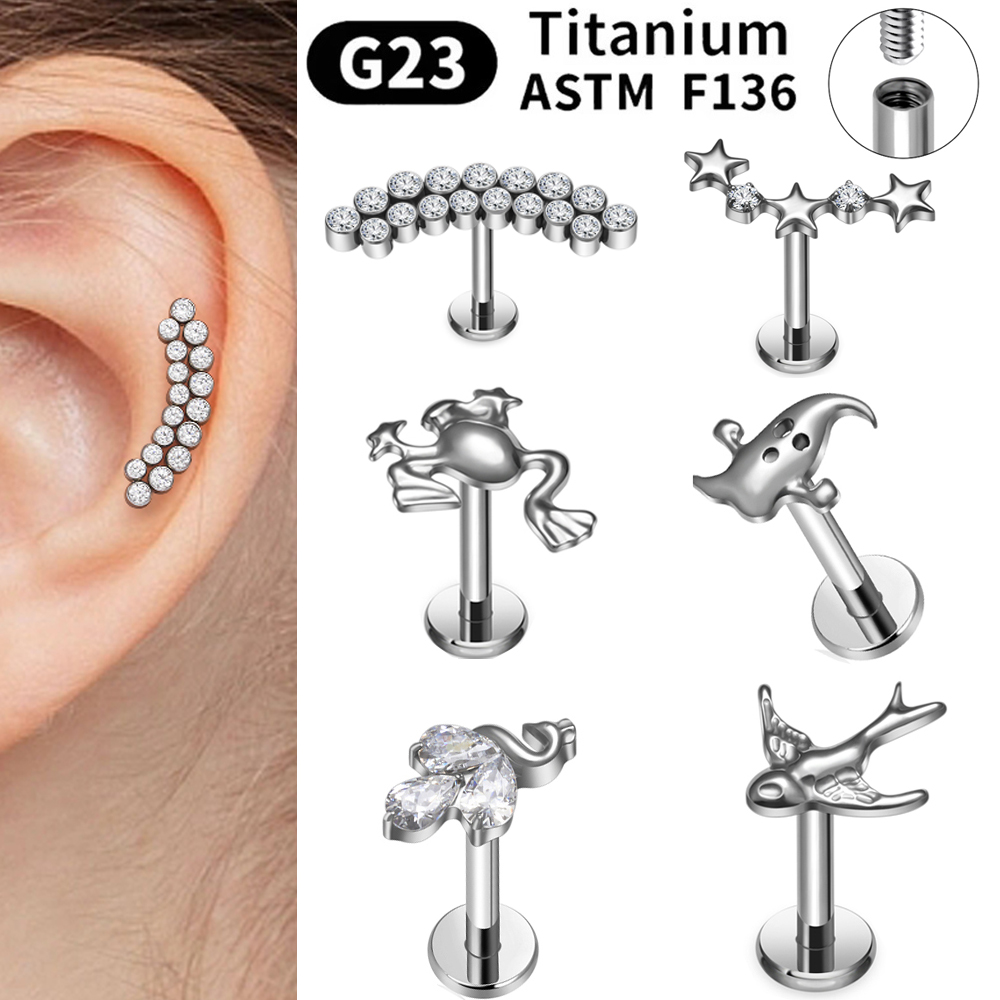 Body Jewelry Changing Kit - ชุดต่างหูไทเทเนียม ASTM F136 G23 สำหรับผู้หญิง แบบเกลียวใน