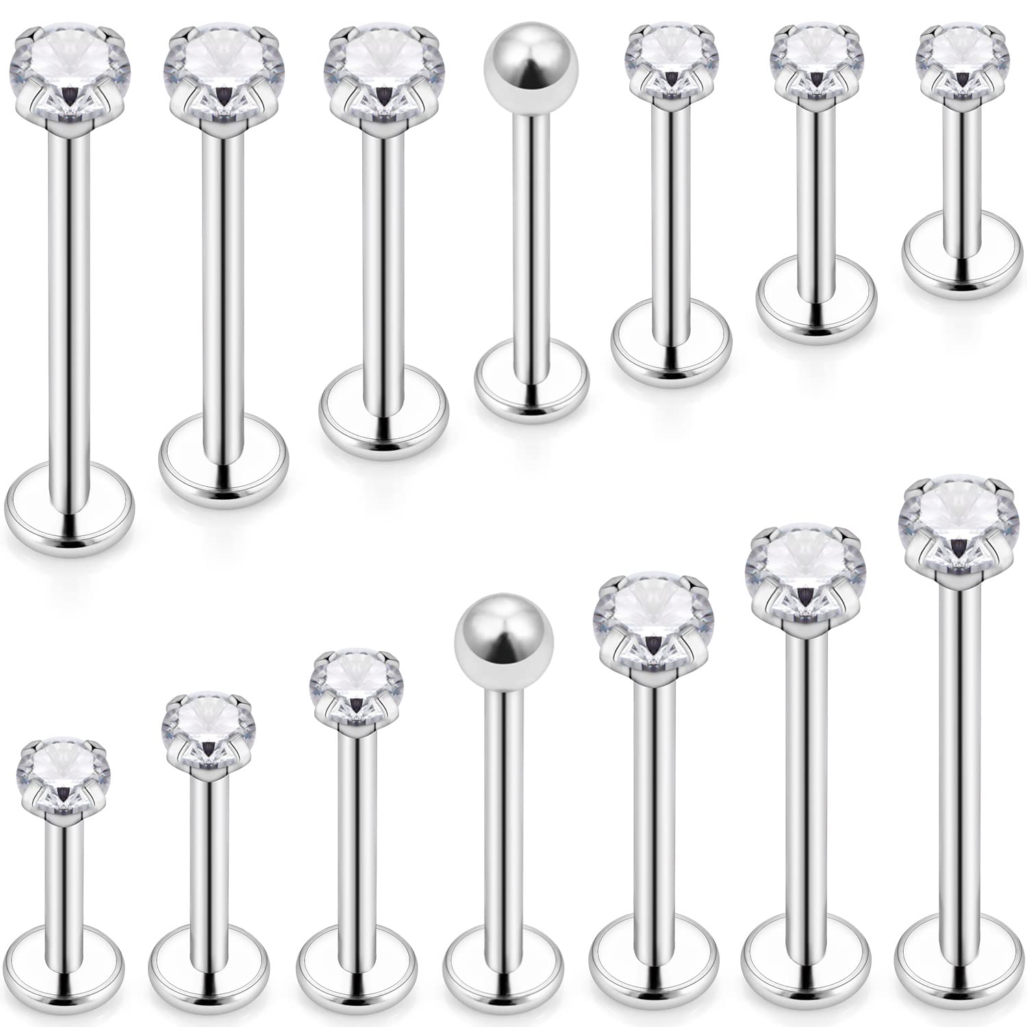 Body Jewelry Flat Back - 16G ขนาดแตกต่างกันแบนกลับกระดุม 316L เหล็กผ่าตัด Labret Medusa
