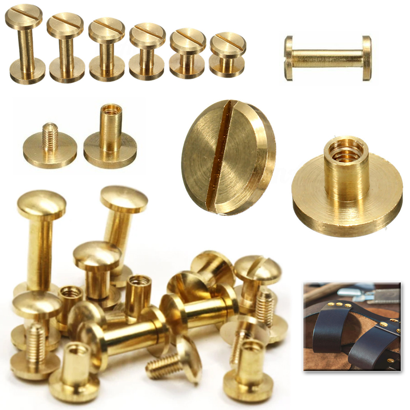 Body Jewelry Chicago - สกรูทองเหลืองแบบติดแน่น 10/20/30 ชิ้น หมุดย้ำชิคาโก สำหรับงานหนัง อุปกรณ์ยึดสำหรับทำอัลบั้มรูป