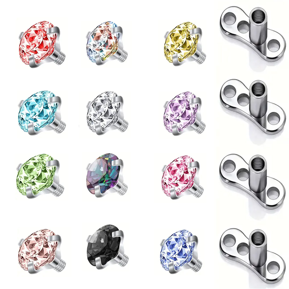 Body Jewelry Dermal - 16PCS คริสตัล Zircon Dermal Anchor Tops