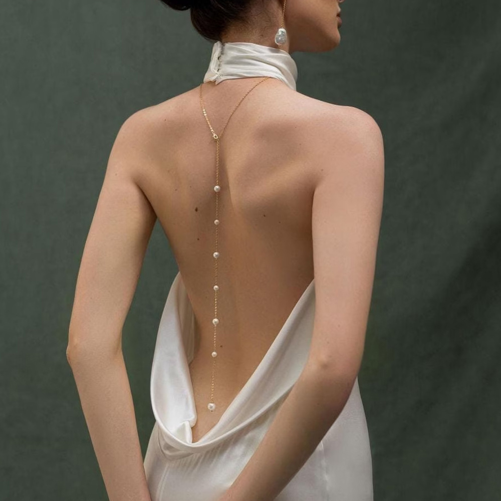 โบฮีเมียนเจ้าสาวกลับสร้อยคอสร้ - Body Jewelry For Backless Dress บทวิจารณ์และราคา