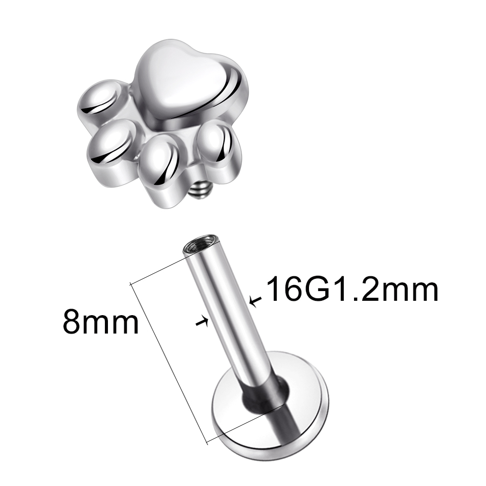 1ชิ้นต่างหูเม็ดกลมพิมพ์อุ้งเท้ - Body Jewelry Implant Grade บทวิจารณ์และราคา