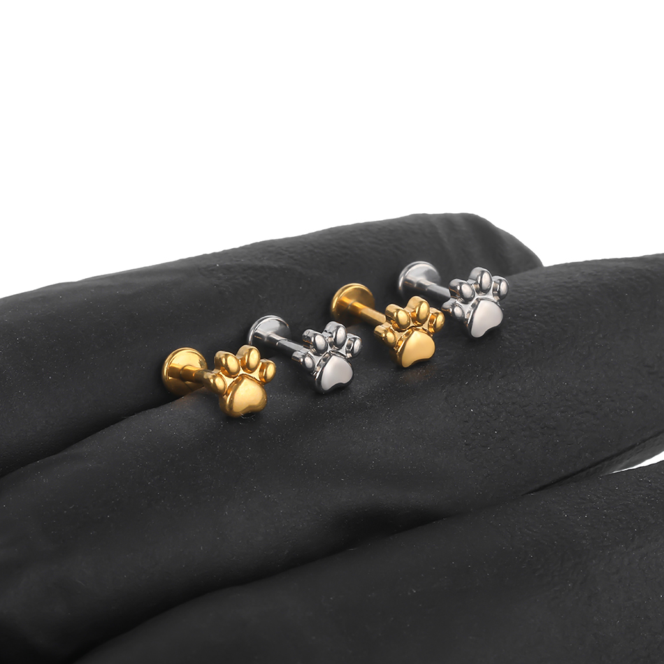 1ชิ้นต่างหูเม็ดกลมพิมพ์อุ้งเท้ - Body Jewelry Implant Grade บทวิจารณ์และราคา
