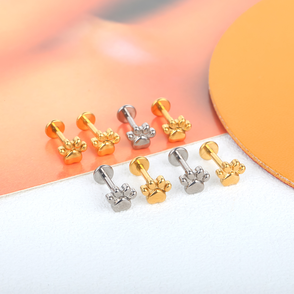 1ชิ้นต่างหูเม็ดกลมพิมพ์อุ้งเท้ - Body Jewelry Implant Grade บทวิจารณ์และราคา