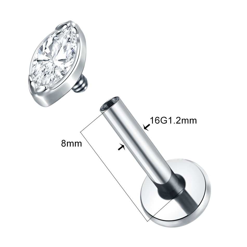 ต่างหูไทเทเนียมแบบหนีบ 1 ชิ้น/ - Body Jewelry Flat Back บทวิจารณ์และราคา
