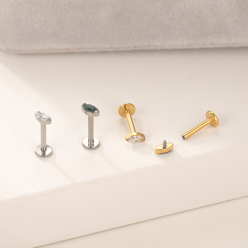 ต่างหูไทเทเนียมแบบหนีบ 1 ชิ้น/ - Body Jewelry Flat Back บทวิจารณ์และราคา