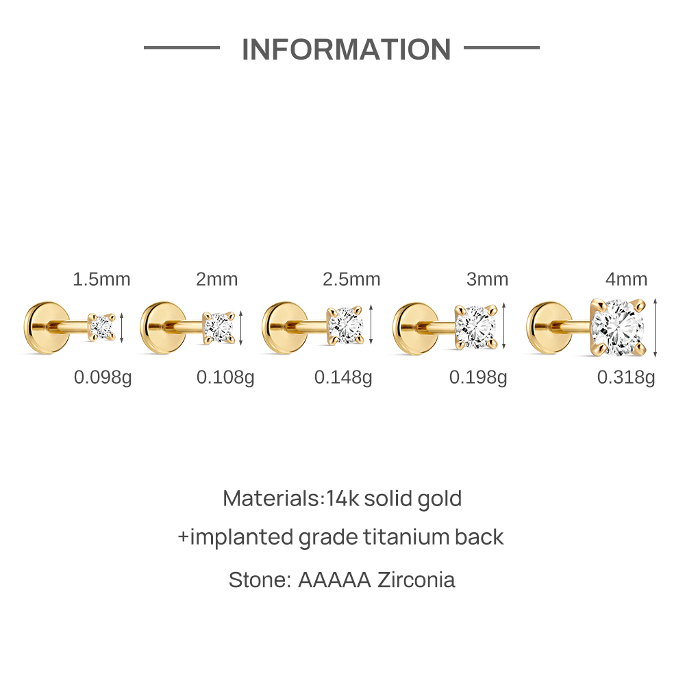 AIDE ต่างหูทองคำแท้ 14K แบบมิน - Body Jewelry Flat Back บทวิจารณ์และราคา