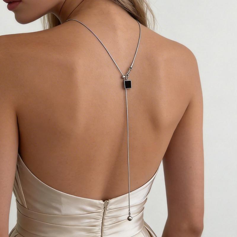 ☛ สร้อยคอโซ่แบบมินิมอลรูปวงรี  - Body Jewelry For Backless Dress บทวิจารณ์และราคา