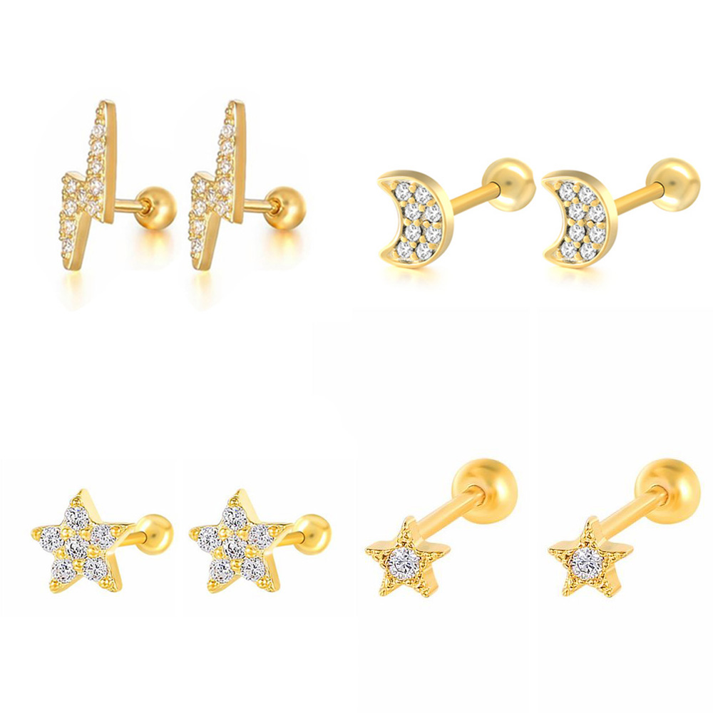 Star Moon กระดูกอ่อนต่างหูเกาห - Body Jewelry Flat Back บทวิจารณ์และราคา