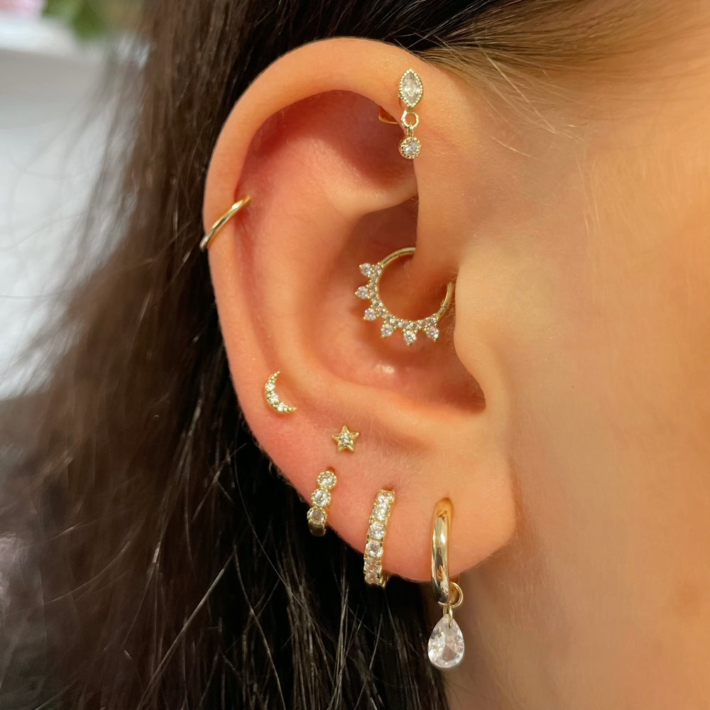 Star Moon กระดูกอ่อนต่างหูเกาห - Body Jewelry Flat Back บทวิจารณ์และราคา