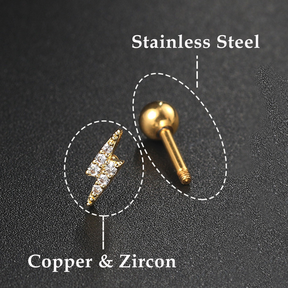 Star Moon กระดูกอ่อนต่างหูเกาห - Body Jewelry Flat Back บทวิจารณ์และราคา