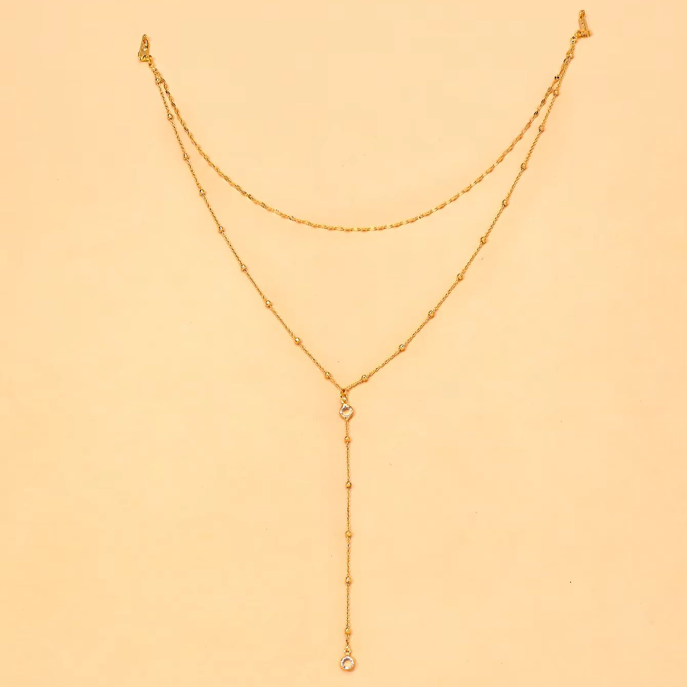 สร้อยคอทองชุบประดับเพชร CZ แบบ - Body Jewelry For Backless Dress บทวิจารณ์และราคา