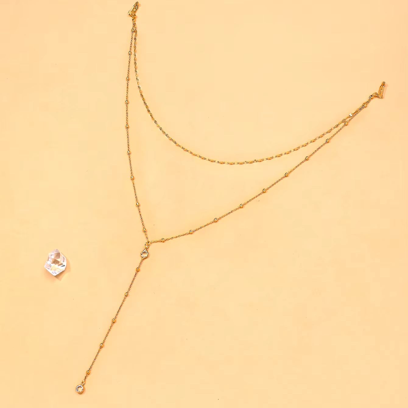 สร้อยคอทองชุบประดับเพชร CZ แบบ - Body Jewelry For Backless Dress บทวิจารณ์และราคา