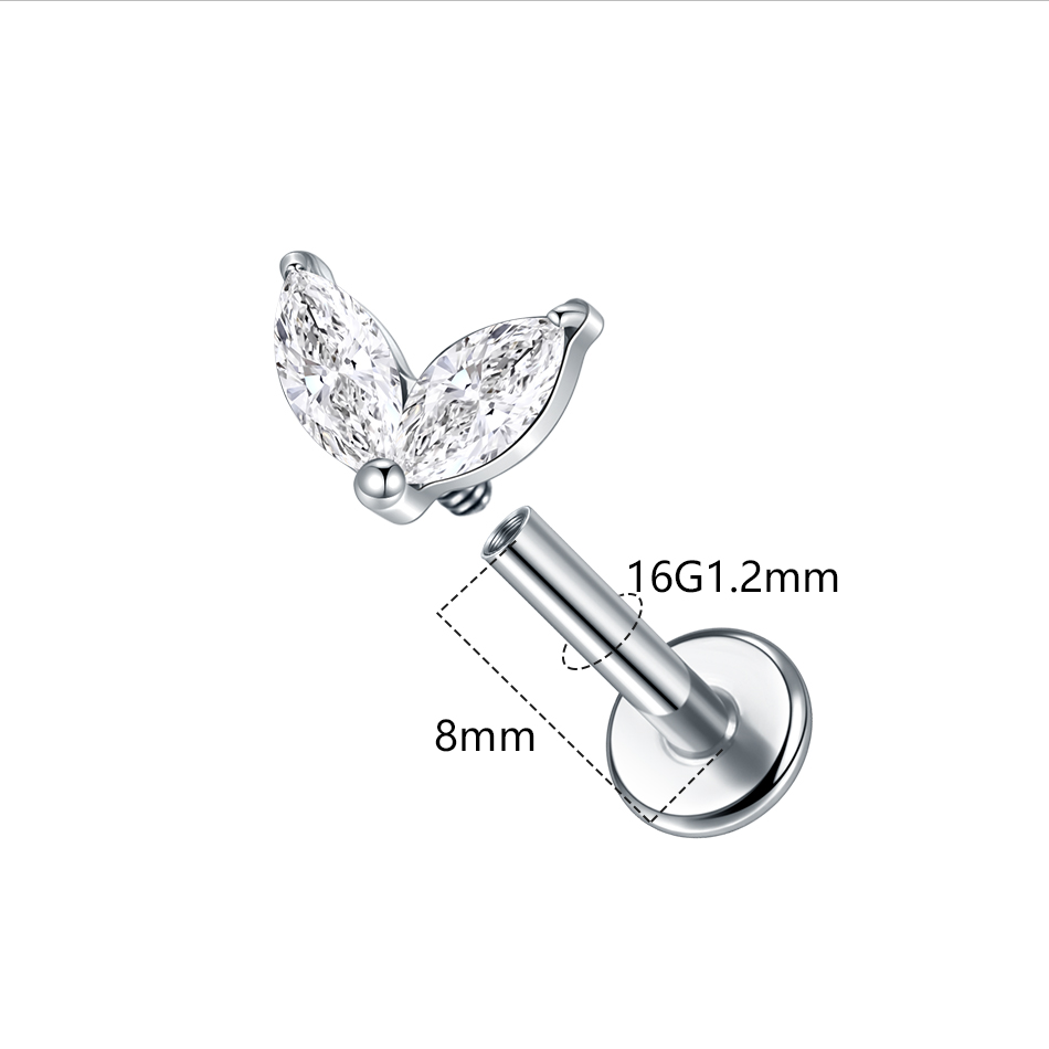 1 PC ไทเทเนียมสีขาวสีเขียว Zir - Body Jewelry Flat Back บทวิจารณ์และราคา
