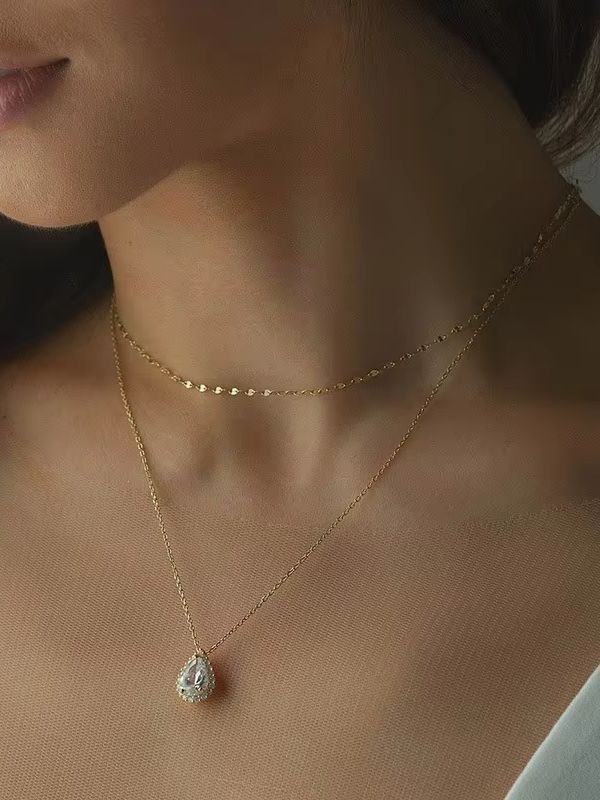 สร้อยคอคริสตัลรูปหยดน้ำสีทองเง - Body Jewelry For Backless Dress บทวิจารณ์และราคา