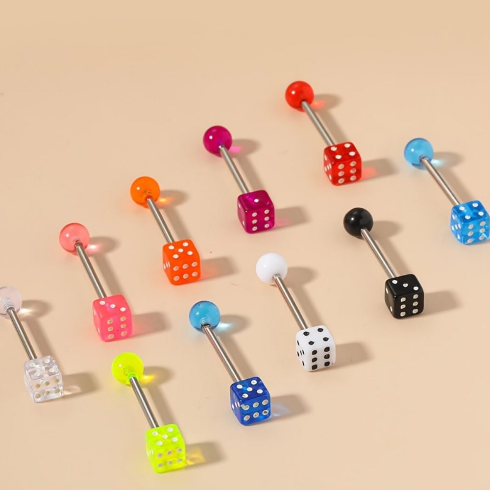 10 ชุดสตั๊ดหลายสีอะคริลิลูกเต๋ - Body Jewelry Changing Kit บทวิจารณ์และราคา