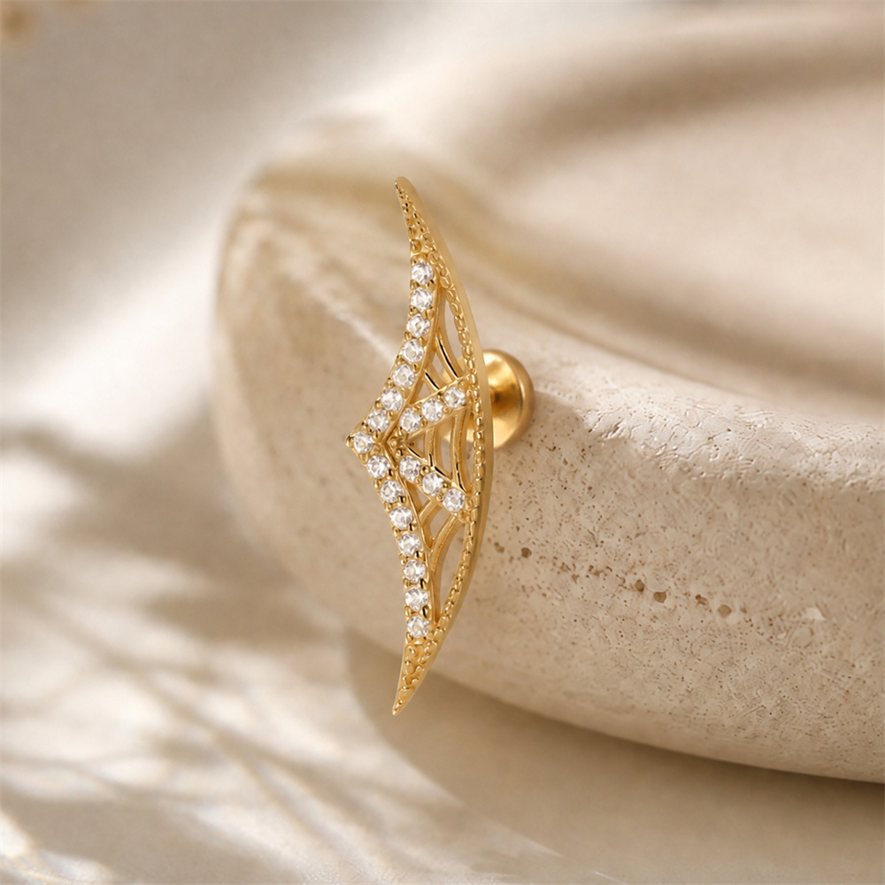 จี้เงินแท้ 925 รูปดาวแปดเหลี่ย - Body Jewelry Flat Back บทวิจารณ์และราคา