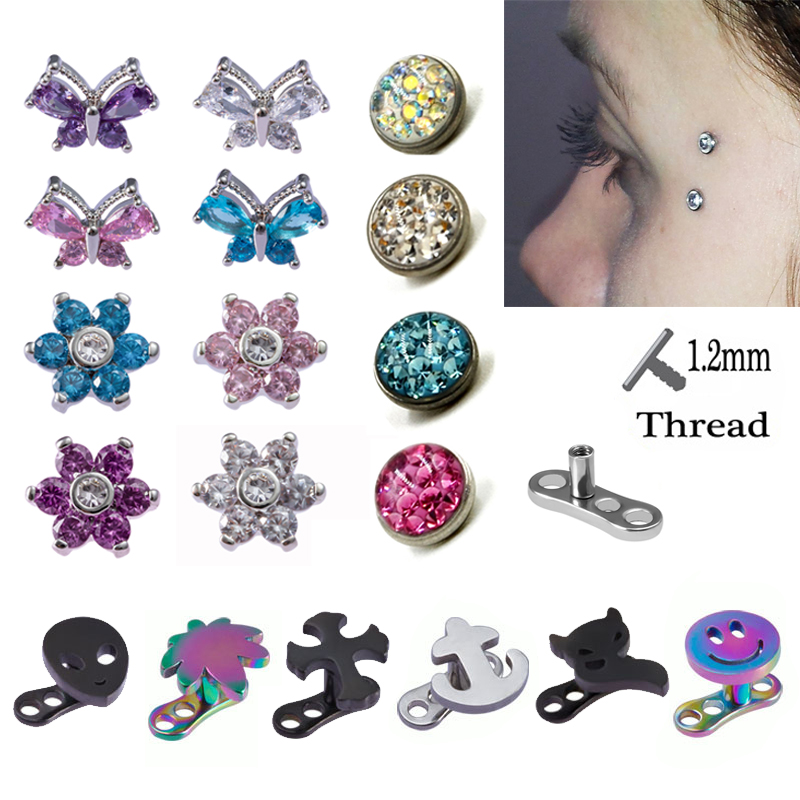 1PC Dermal Anchor TOP Piercing - Body Jewelry Dermal บทวิจารณ์และราคา