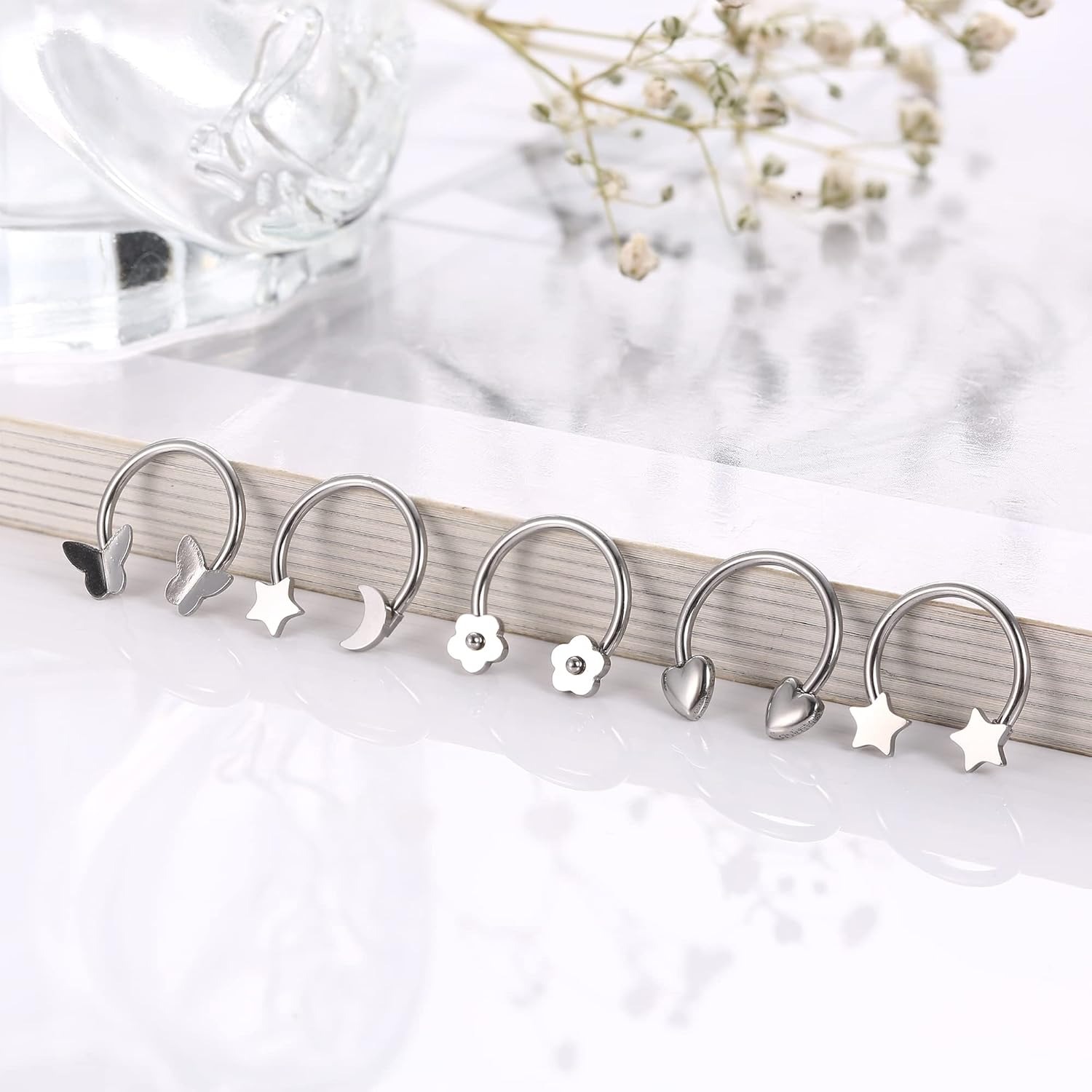 ชุดแหวนเจาะจมูกสแตนเลส Drperfe - Body Jewelry Changing Kit บทวิจารณ์และราคา