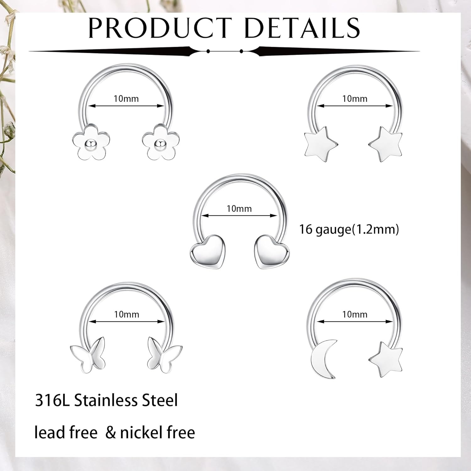 ชุดแหวนเจาะจมูกสแตนเลส Drperfe - Body Jewelry Changing Kit บทวิจารณ์และราคา