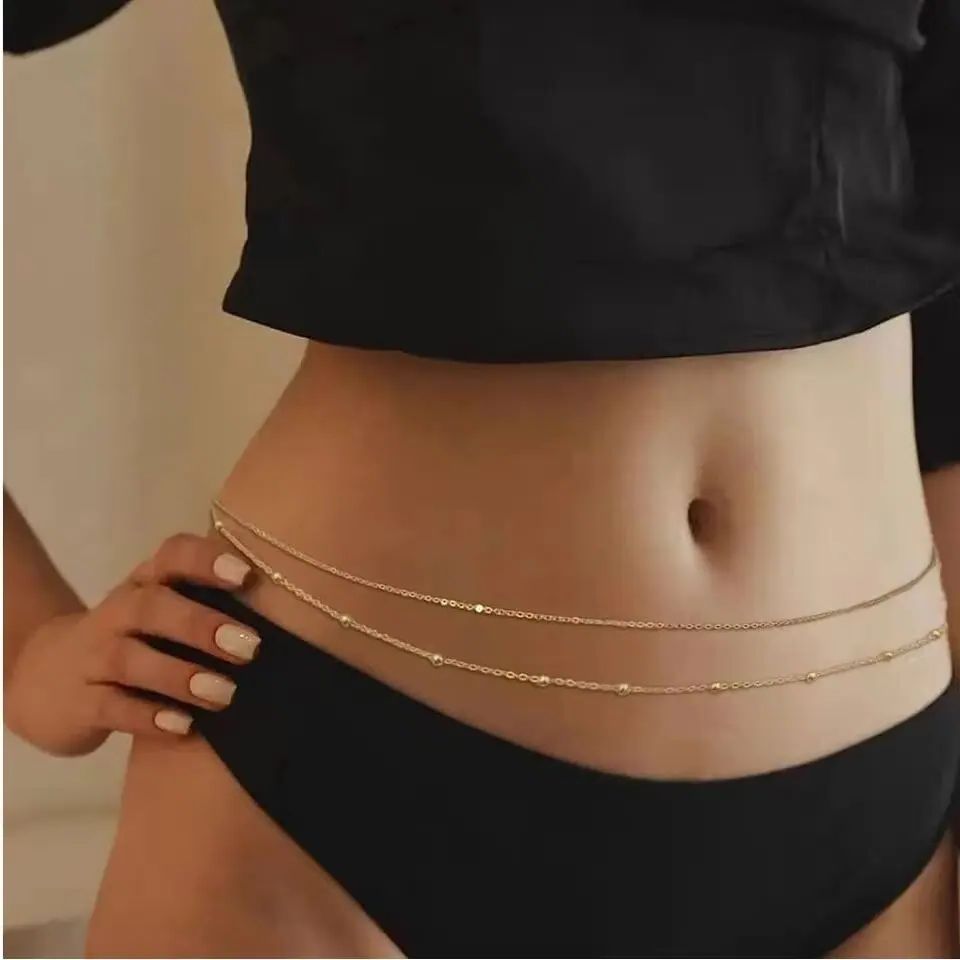 HipHop คู่ชั้น Belly Chains สํ - Body Jewelry Women บทวิจารณ์และราคา