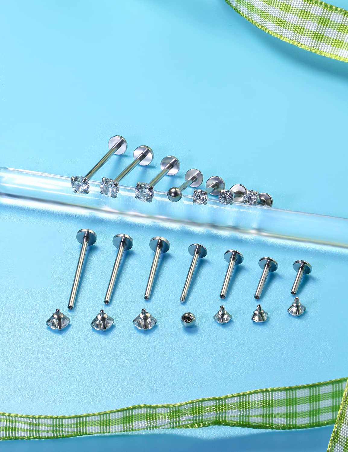 16G ขนาดแตกต่างกันแบนกลับกระดุ - Body Jewelry Flat Back บทวิจารณ์และราคา