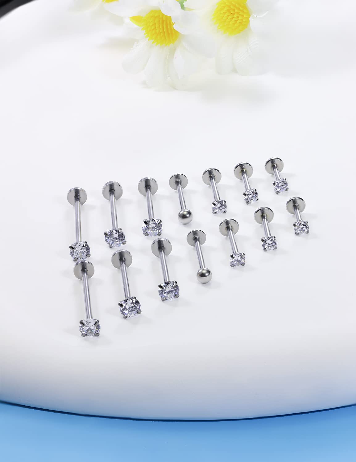 16G ขนาดแตกต่างกันแบนกลับกระดุ - Body Jewelry Flat Back บทวิจารณ์และราคา
