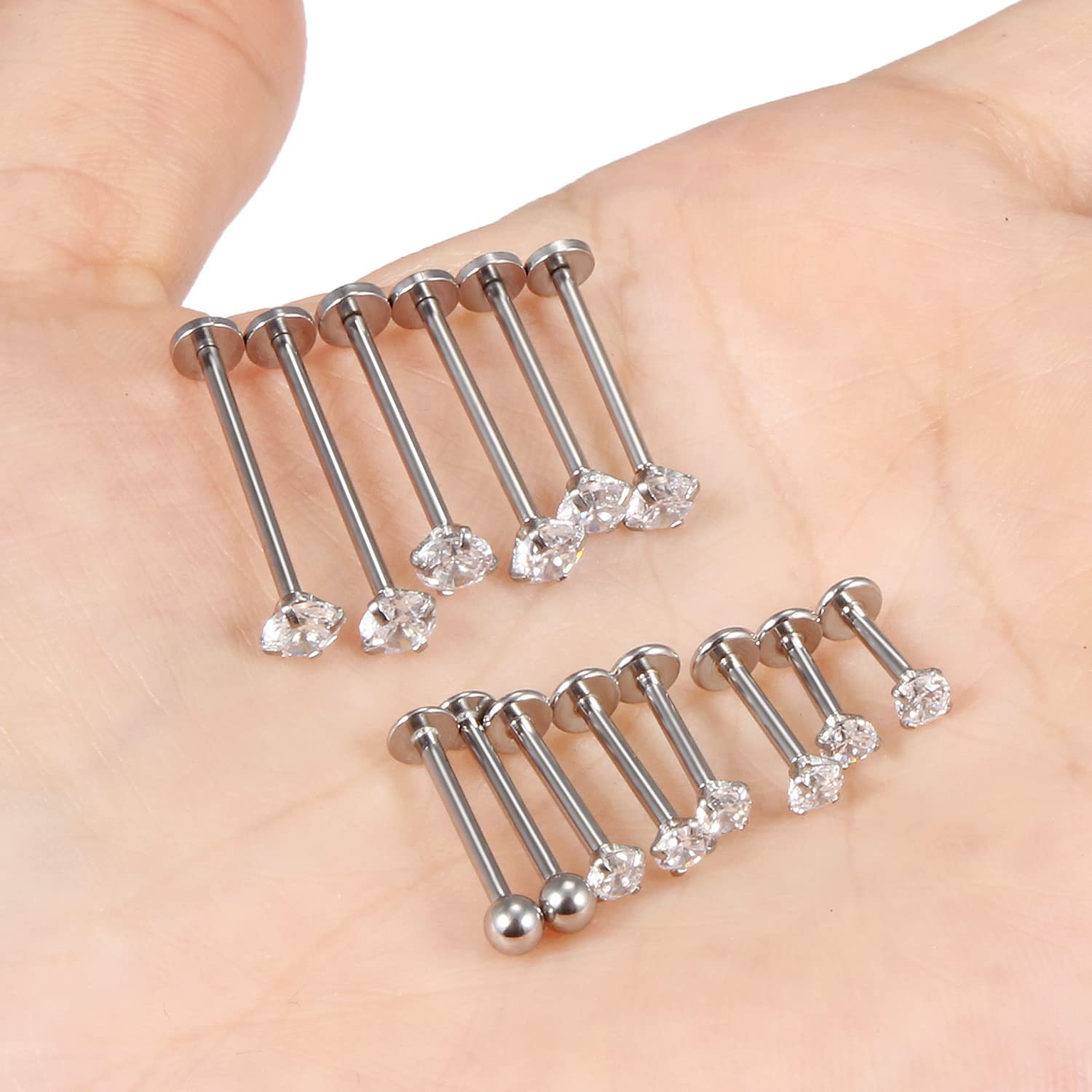 16G ขนาดแตกต่างกันแบนกลับกระดุ - Body Jewelry Flat Back บทวิจารณ์และราคา