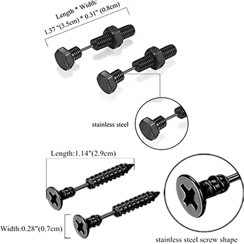 2-3คู่ Punk ชี้สกรู Bolt ต่างห - Body Jewelry Changing Kit บทวิจารณ์และราคา