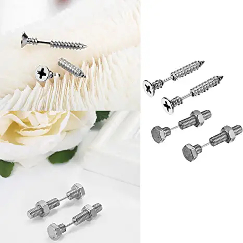 2-3คู่ Punk ชี้สกรู Bolt ต่างห - Body Jewelry Changing Kit บทวิจารณ์และราคา