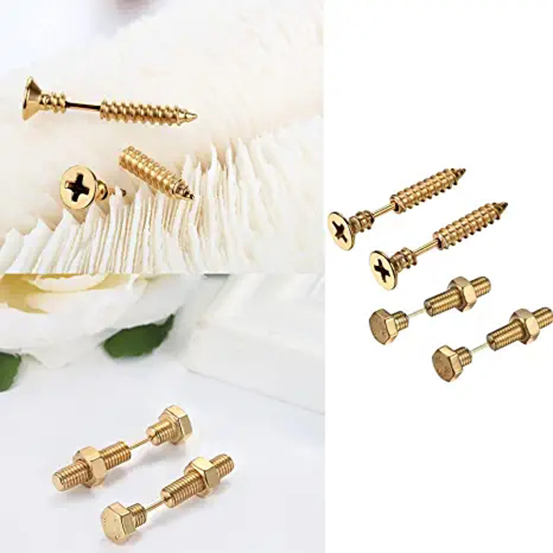 2-3คู่ Punk ชี้สกรู Bolt ต่างห - Body Jewelry Changing Kit บทวิจารณ์และราคา