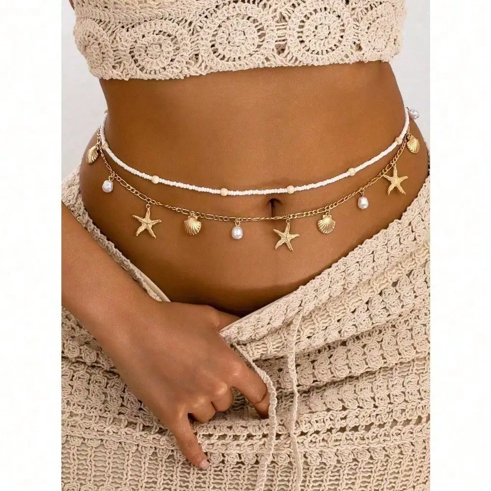 2 ชิ้น โซ่คาดเอวประดับเปลือกหอ - Body Jewelry Women บทวิจารณ์และราคา