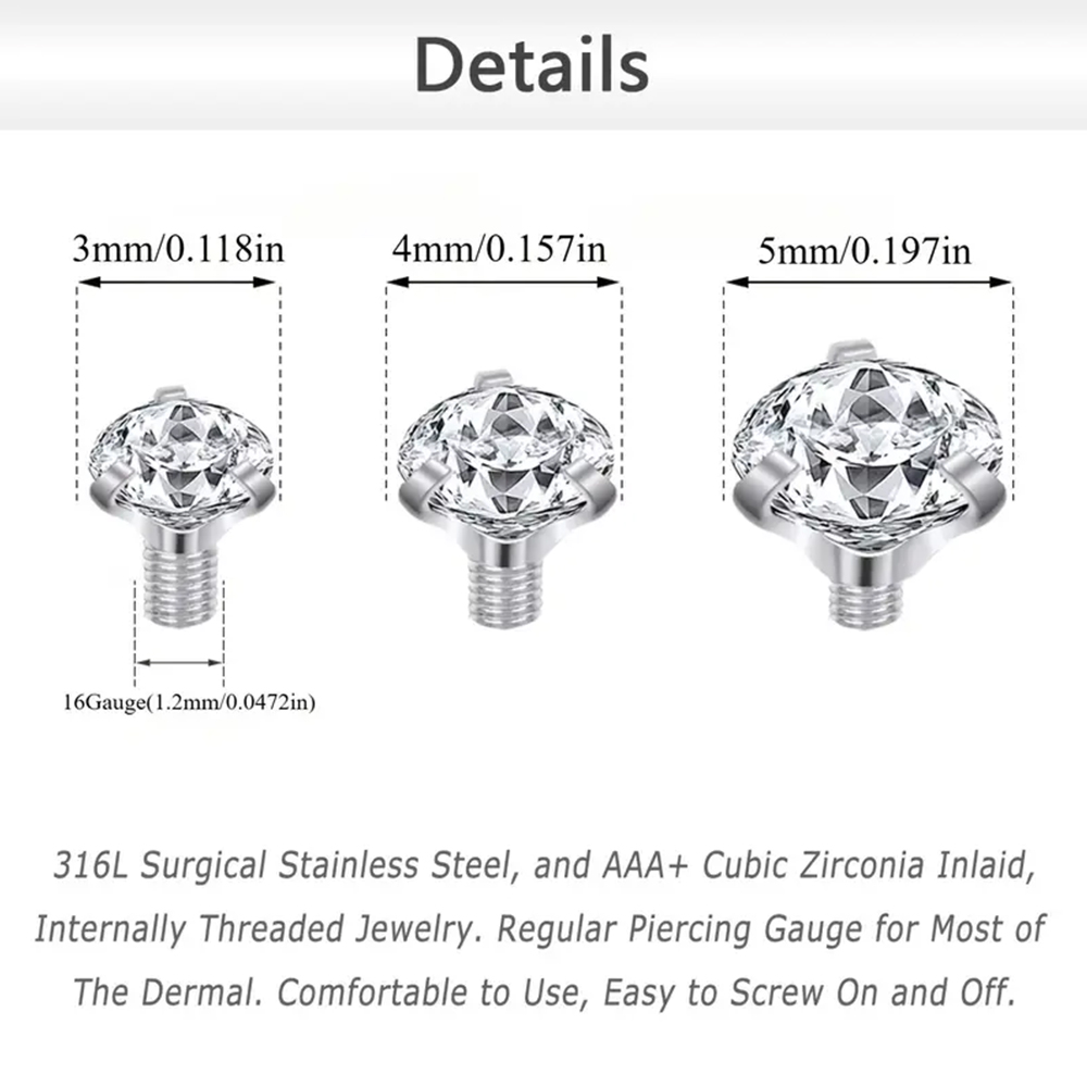 16PCS คริสตัล Zircon Dermal An - Body Jewelry Dermal บทวิจารณ์และราคา