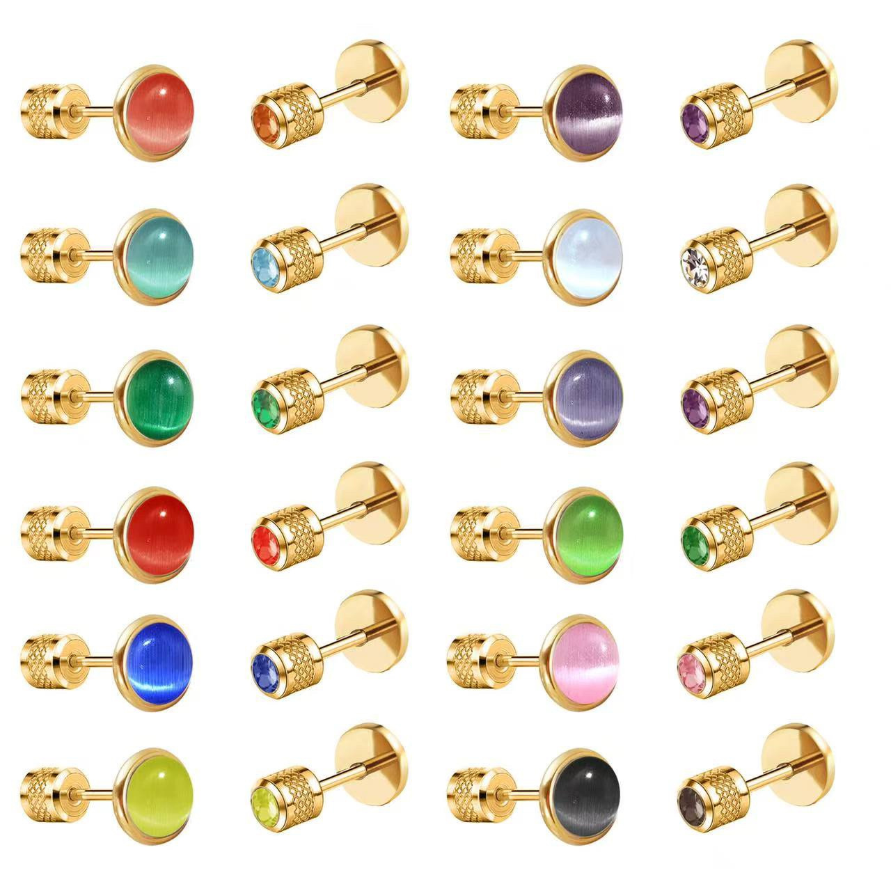 ต่างหูแบบติดหูประดับพลอยประจำเ - Body Jewelry Flat Back บทวิจารณ์และราคา