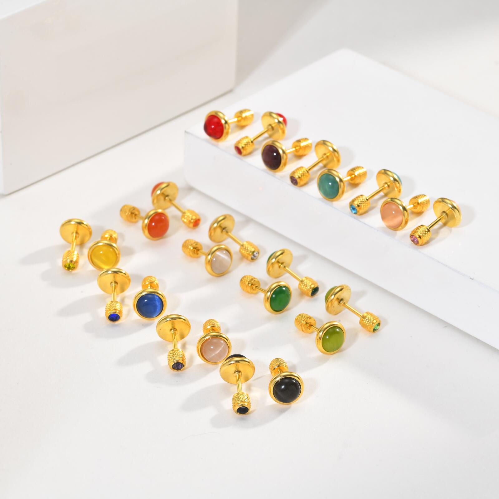 ต่างหูแบบติดหูประดับพลอยประจำเ - Body Jewelry Flat Back บทวิจารณ์และราคา